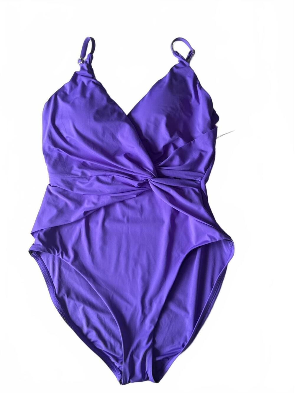 La Blanca Island Goddess Asymmetrical Twist One Piece Swimsuit In Purple Size 14
